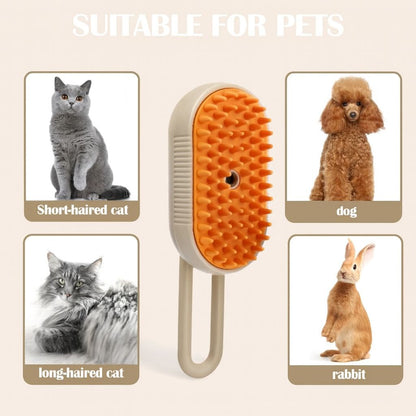 🐶✨ 3-in-1 Pet Steam Brush – Hair Remover, Detangler & Massager ✨