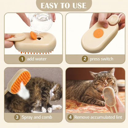 🐶✨ 3-in-1 Pet Steam Brush – Hair Remover, Detangler & Massager ✨