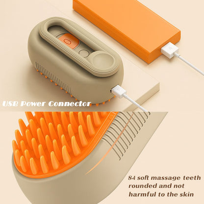🐶✨ 3-in-1 Pet Steam Brush – Hair Remover, Detangler & Massager ✨