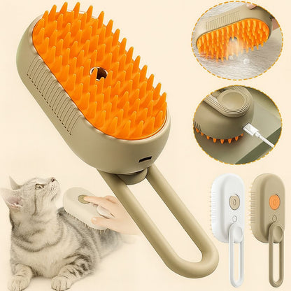 🐶✨ 3-in-1 Pet Steam Brush – Hair Remover, Detangler & Massager ✨